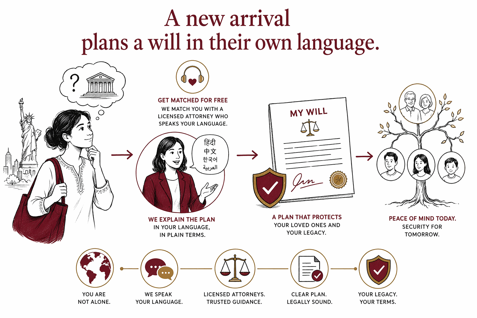 A new arrival plans a will in their own language